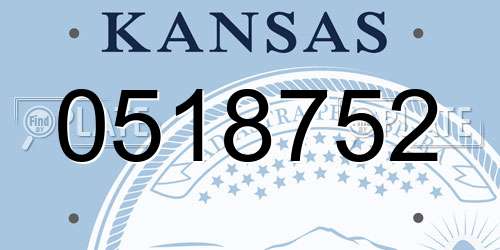 0518752 Kansas License Plate