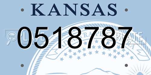 0518787 Kansas License Plate