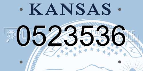 0523536 Kansas License Plate