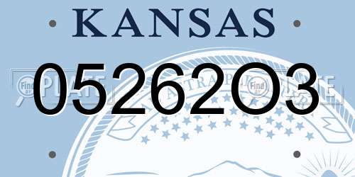05262O3 Kansas License Plate
