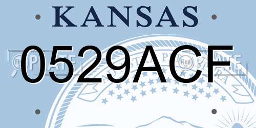0529ACF Kansas License Plate