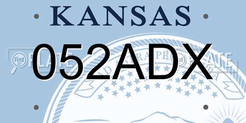052ADX Kansas License Plate