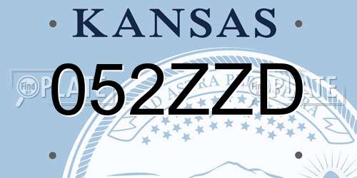 052ZZD Kansas License Plate