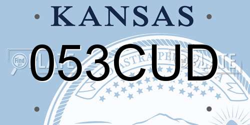 053CUD Kansas License Plate