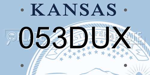053DUX Kansas License Plate