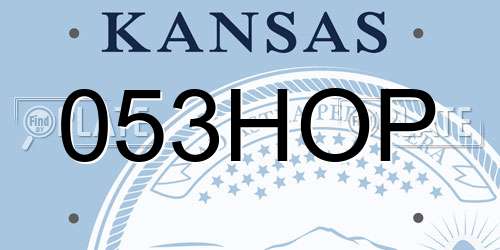 053HOP Kansas License Plate