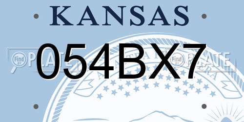 054BX7 Kansas License Plate