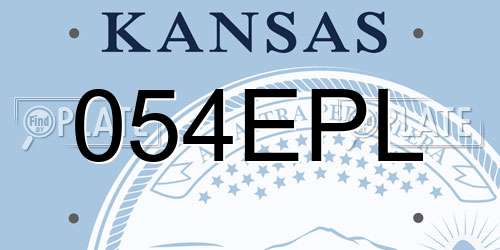 054EPL Kansas License Plate