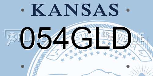 054GLD Kansas License Plate