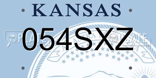 054SXZ Kansas License Plate