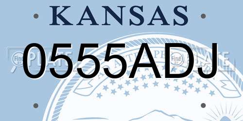0555ADJ Kansas License Plate
