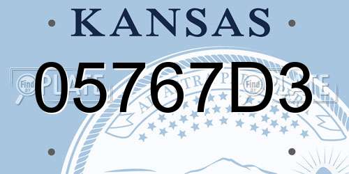 05767D3 Kansas License Plate