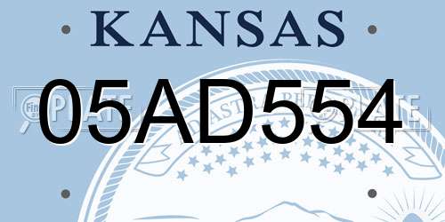 05AD554 Kansas License Plate