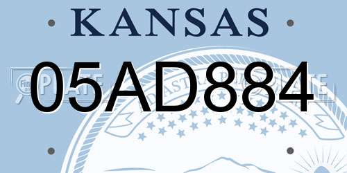 05AD884 Kansas License Plate