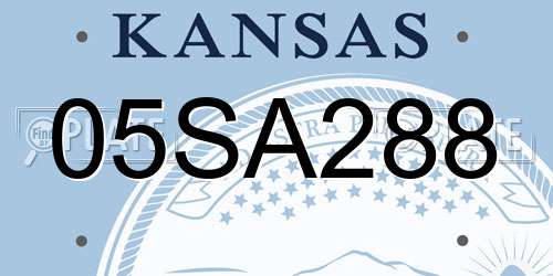 05SA288 Kansas License Plate