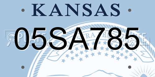 05SA785 Kansas License Plate