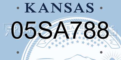 05SA788 Kansas License Plate