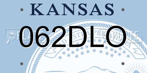 062DLO Kansas License Plate