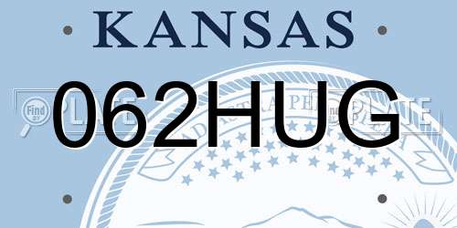 062HUG Kansas License Plate