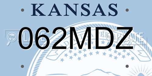 062MDZ Kansas License Plate