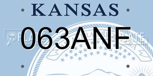 063ANF Kansas License Plate