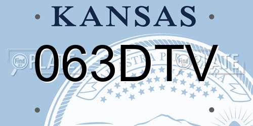 063DTV Kansas License Plate
