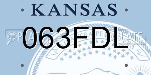 063FDL Kansas License Plate