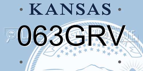 063GRV Kansas License Plate