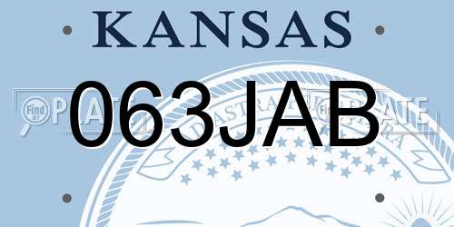 063JAB Kansas License Plate