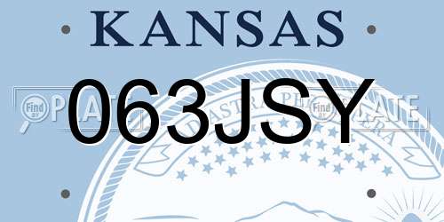063JSY Kansas License Plate
