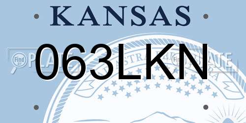 063LKN Kansas License Plate