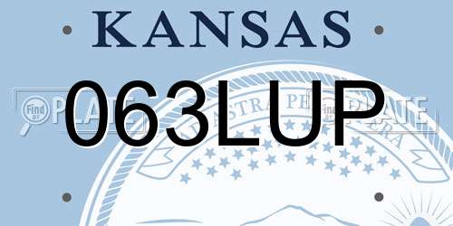 063LUP Kansas License Plate