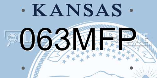 063MFP Kansas License Plate