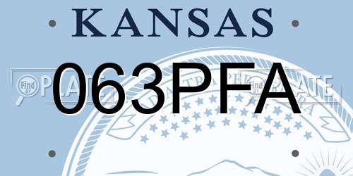 063PFA Kansas License Plate
