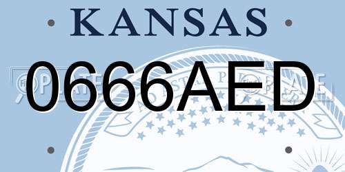 0666AED Kansas License Plate