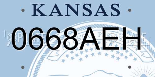 0668AEH Kansas License Plate