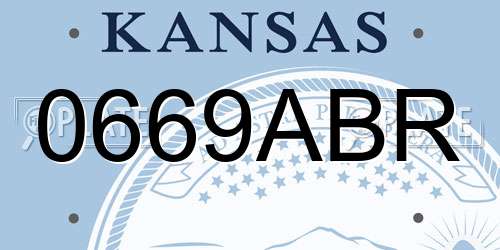 0669ABR Kansas License Plate