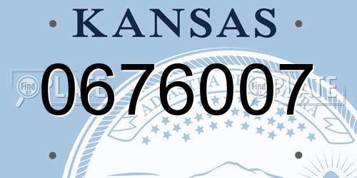 0676007 Kansas License Plate