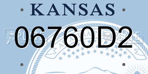 06760D2 Kansas License Plate