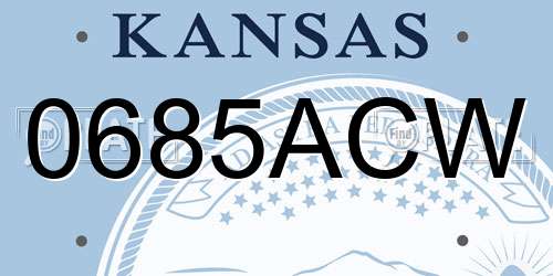 0685ACW Kansas License Plate