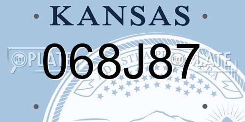 068J87 Kansas License Plate