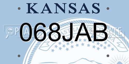 068JAB Kansas License Plate
