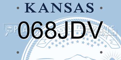 068JDV Kansas License Plate