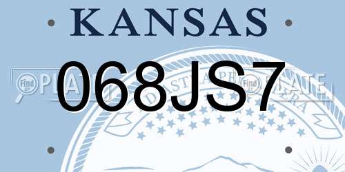 068JS7 Kansas License Plate