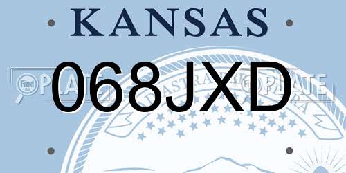 068JXD Kansas License Plate