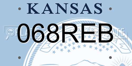 068REB Kansas License Plate