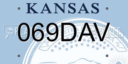 069DAV Kansas License Plate