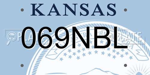069NBL Kansas License Plate