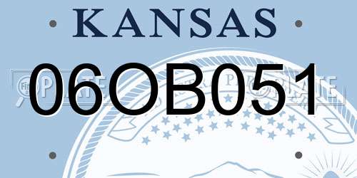 06OB051 Kansas License Plate