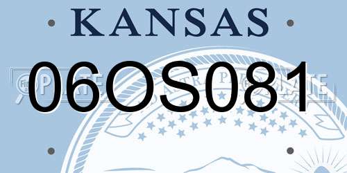 06OS081 Kansas License Plate